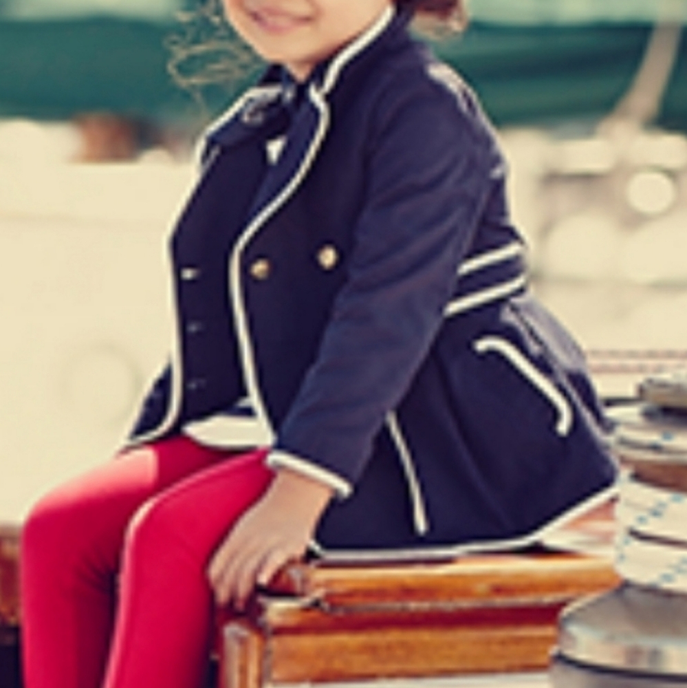 Janie and Jack Collection Trimmed Navy Trench Coat